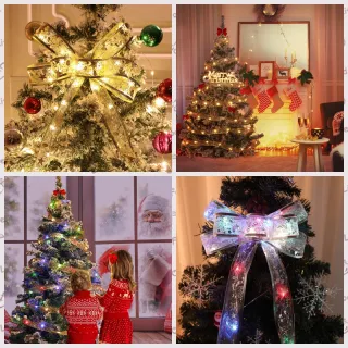 Laço de Natal com LED, Fita de Arame de Cobre - 10M - Lanterna dourada