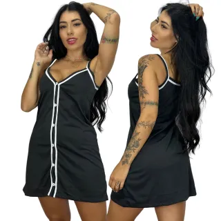 Camisola Alcinha Blogueirinha / Camisola de Botão - Marinho