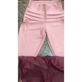 Cintura Alta Calça Legging Levanta Bumbum Com Ziper Cirre - Marrom  Claro