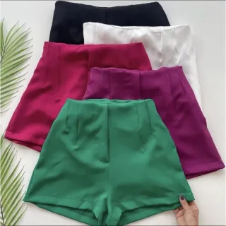 Short Zara Cintura Alta Alfaiataria - Laranja