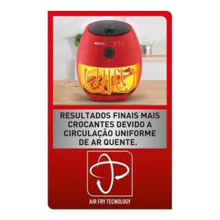 Fritadeira Arno Easy Fry Preta 3.3L Air Fryer 127V - Vermelha