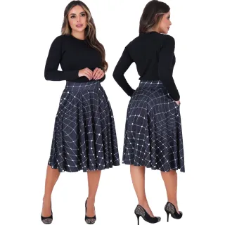 Moda Feminina Evangélica - Saia Plissada Godê