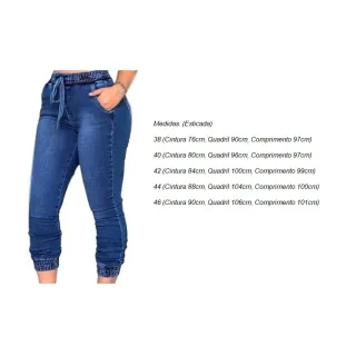 Calça Jogger Feminina Cos Elástico Jeans Blogueira JOG01 - 44