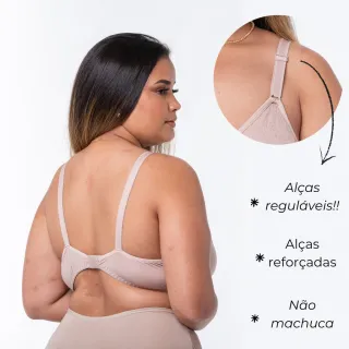 Sustentação Reforçada Sutiã Plus Size Sem Bojo Com Renda Alça - Chocolate