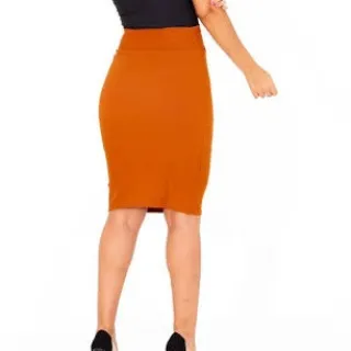 Moda Evangélica Saia Midi Lápis Feminina Social Secretária - Rose