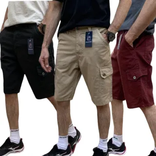 Bermuda Cargo Masculina Brim Preto Bege - Várias Cores - Verde