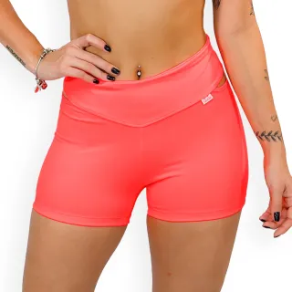 Shorts Feminino Fitness Vazado na Lateral - Diversas Cores - Coral