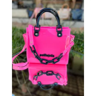 Corrente Love Bolsa Feminina Transversal - Rose/Preto