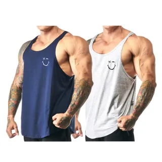 Regatas cavada smile shadow 100% algodão - Kit com 2 unidades - PRETA + MARINHO