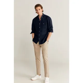 Social Fino Oxford Calça Masculina Esporte - Bege