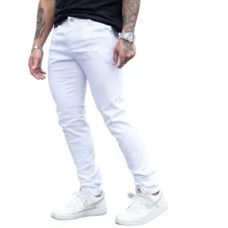 Acabamento Top Calça Jeans Masculina Branca Não Transparente - Calça Jeans Branca Lisa