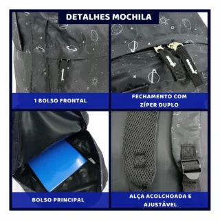 Envio Já! Mochila Universitária Casual Impermeável - Estampas Diversas - Flores Azul Claro