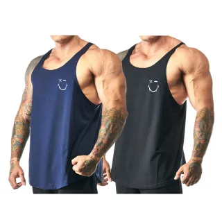 Regatas cavada smile shadow 100% algodão - Kit com 2 unidades - PRETA + MARINHO