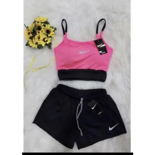 Academia Conjunto Fitness Feminino Top Alcinha - Preto/Azul