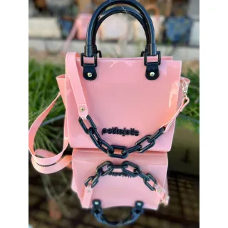 Corrente Love Bolsa Feminina Transversal - Rose/Preto
