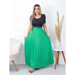 Moda Plissada: Saia Longa Helanca em Tecido - Pink