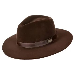 Novidade Unissex: Chapéu Fedora Clássico Café de Feltro com Aba Dura 7cm - GG