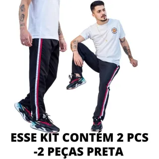 Uniforme Academia Tactel Adulto - 2 Calças Sem Forro - 1 PRETO-1 AZUL- MARINHO