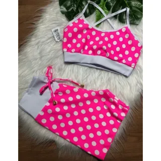 Conjunto Fitness Feminino Alcinha e Short com Cordinha - Rosa rosa bebê