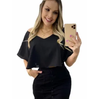 Ombro a Ombro Ciganinha Gaivota Cropped Feminino - Branco