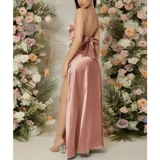 Vestido de Festa Luxo Longo com Fenda - 2 Modelos - Modelo 1 - Rose