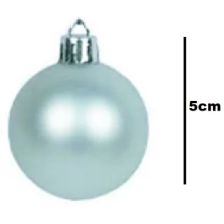 Bola Natal Fosca Lisa e Glitter Prateada 5cm - Kit 12 Unidades - Único