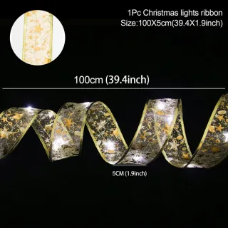 Laço de Natal com LED, Fita de Arame de Cobre - 10M - Lanterna dourada