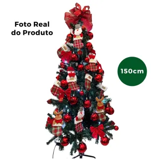 Pinheiro Canadense Verde Decoração Natal 150cm - Raryel - com decoração completa