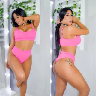 Biquíni Cintura Alta Canelado - Moda Verão 2023 (Com Bojo) - Amarelo