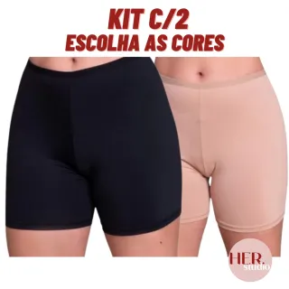 Feminino Segunda Pele Liso Kit 2 Short Anágua - Nude e Nude
