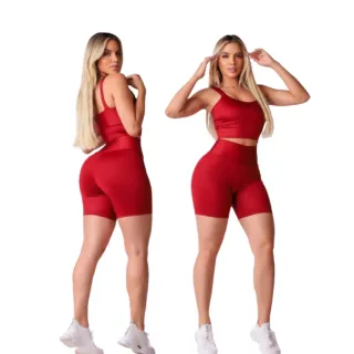 Cropped e Short Fitness - Cintura Alta (Zero Transparência) Conjunto - Verde e Amarelo