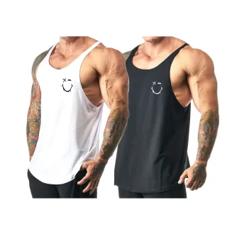 Regatas cavada smile shadow 100% algodão - Kit com 2 unidades - PRETA + MARINHO