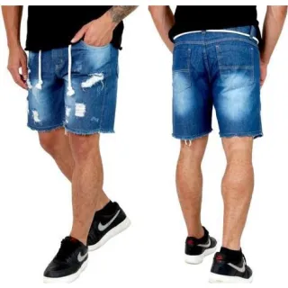 Bermuda Rasgada Jeans Masculina - Primavera/Verão - JEANS MARMORIZADA
