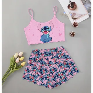 Moda verão: Pijama feminino personagens adulto - Roupa de dormir baby Doll - M15