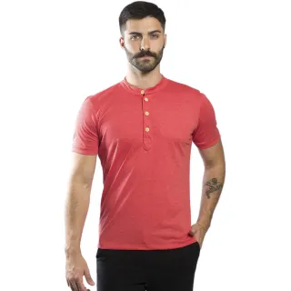 Malha PET Slim Camiseta Henley Gola Padre - Raryel - MESCLA