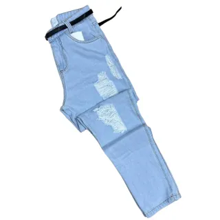 Mom Jeans Sem Lycra com Cinto - Calça de alta qualidade - Escuro