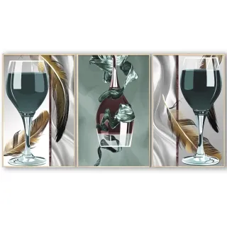 Arte Abstrata Moderna: Quadro Decorativo Pena Taça Copa - 120X60