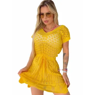 Rendada Feminina Fashion Linda Saída de Praia Piscina Banho - VERDE NEON2