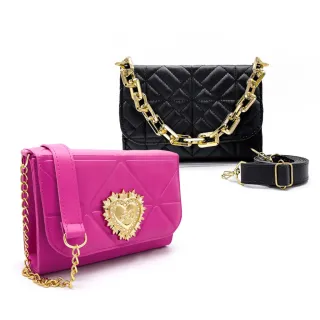 Bolsa Coração e Kit de Bolsas Transversais Femininas - Luxo - rosa/branco