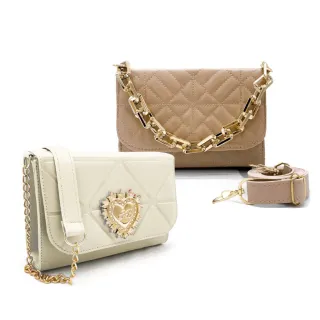 Bolsa Coração e Kit de Bolsas Transversais Femininas - Luxo - rosa/branco