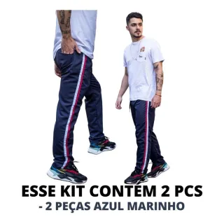 Uniforme Academia Tactel Adulto - 2 Calças Sem Forro - 1 PRETO-1 AZUL- MARINHO