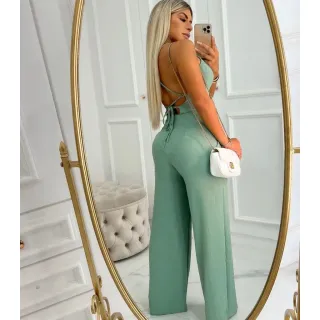 Tendência Verão 2022: Macacão Longo Alcinha Costa Nua P ao G - Verde Menta