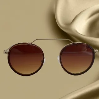 Óculos de Sol Feminino Redonda Metal Viale Original 2022 - DOURADO PRETO