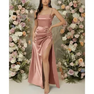 Vestido de Festa Luxo Longo com Fenda - 2 Modelos - Modelo 1 - Rose