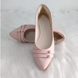 Confortável Sapatilha Casual Feminina Elegante Bico Fino - Do 34 ao 39 - ROSA FOSCO APLIQUE