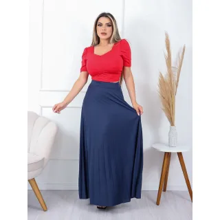 Moda Plissada: Saia Longa Helanca em Tecido - Pink