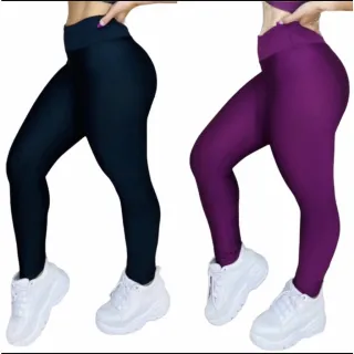 Fitness Feminina Legging Suplex Calças Kit 2 - Cinza