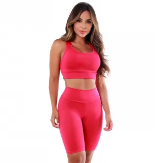 Raryel Conjunto Feminino Suplex Liso: Bermuda Ciclista + Top