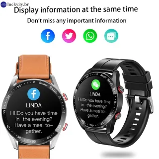 Relógio inteligente FILIEKEU com tela AMOLED e chamada bluetooth - Smartwatch multifuncional de luxo para Android IOS + caixa - Casca de Laranja