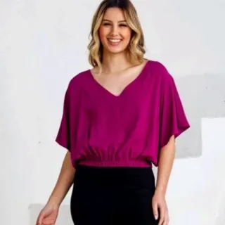 Moda verao blusa manga curta Duna - Vermelho